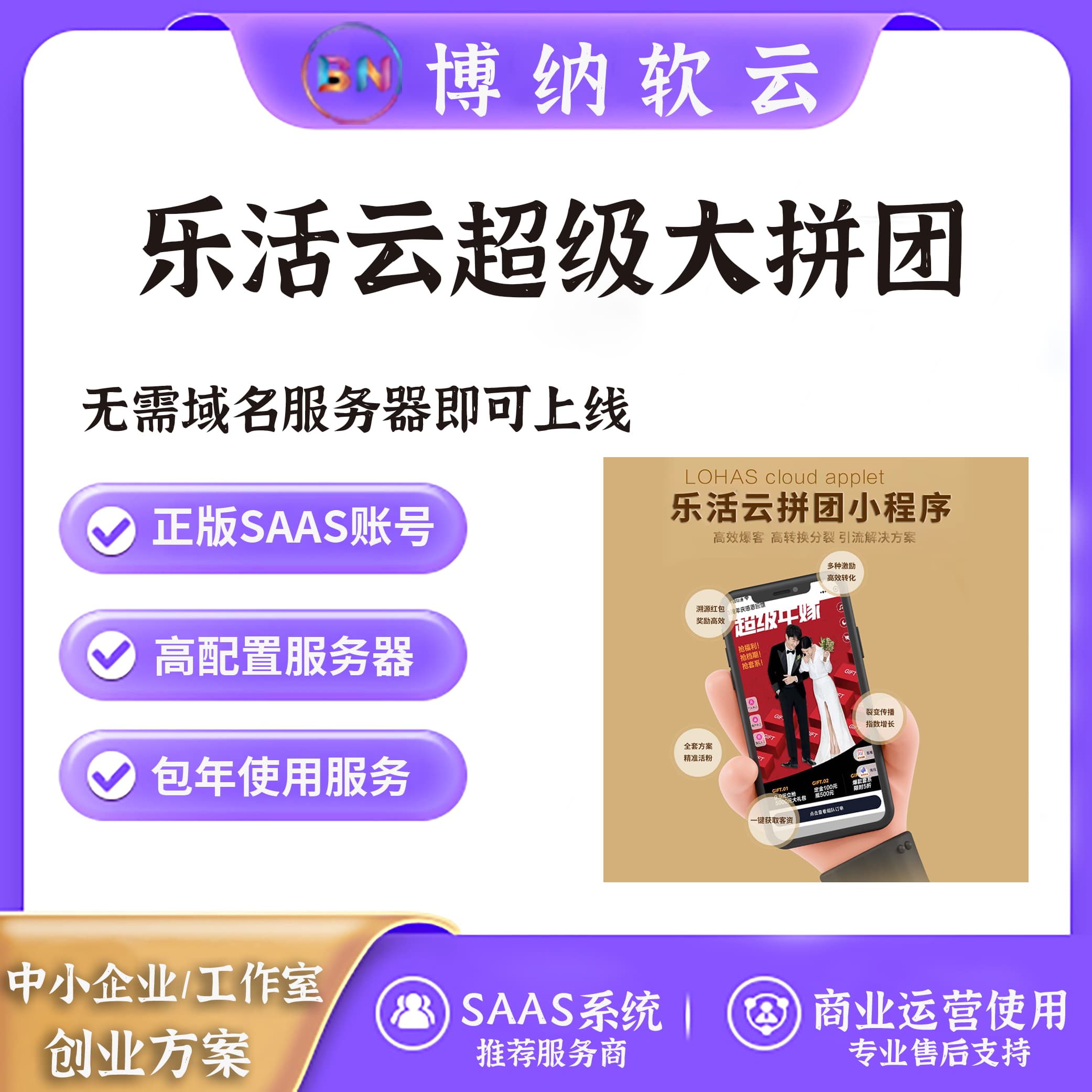 乐活云超级大拼团拓客系统 SAAS账号-博纳软云