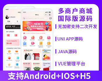 国际版JAVA多商户运营版商城系统源码地摊兄源码多商户源码社交电商源码支持Android+IOS+H5-博纳软云